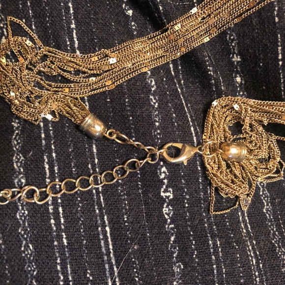 Gold-toned long tassel shimmer chain necklace - Picture 5 of 5